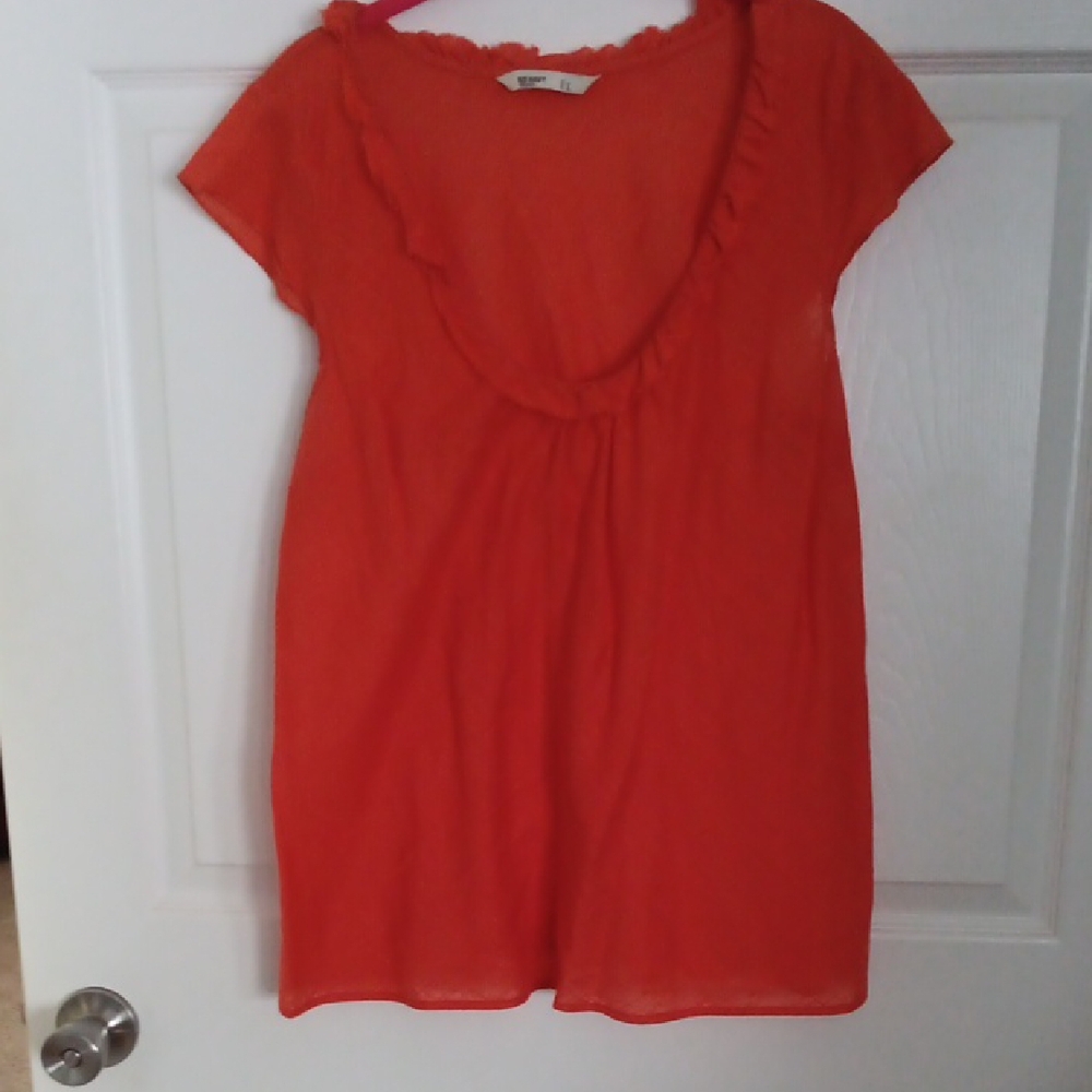 Orange Ruffled Short Sleeve Top